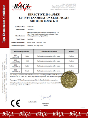 EU TYPE EXAMINATION CERTIFICATE