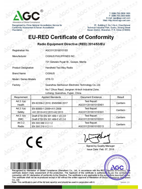 EU-RED CERTIFICATE OF CONFORMITY